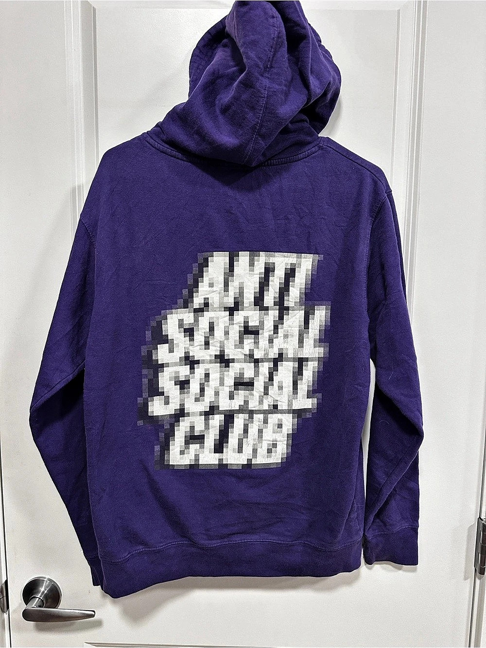 Anti Social Social Club ASSC Purple Pixel Logo Hoodie Small 👾💜